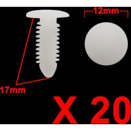 X Autohaux 20Pcs White Plastic Rivets Splash Guard Fastener Push Type Clips 8 X 6.5Mm