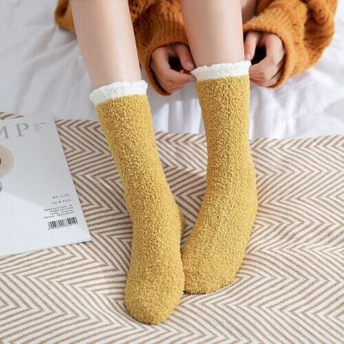 Women Coral Fleece Soft Fluffy Socks Winter Warm Plus Velvet Thick Slipper Socks Home Floor Bed Socks Sleep Socks Ladies Socks
