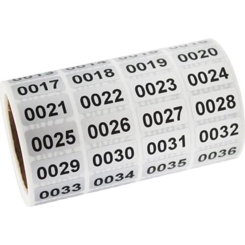 1Roll 20x10mm Digital 1-2000 Waterproof Consecutive Number Labels Number Stickers Tags
