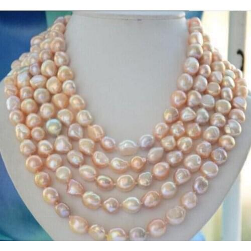 12mm natural Australian south sea gold pink pearl necklace 100inch