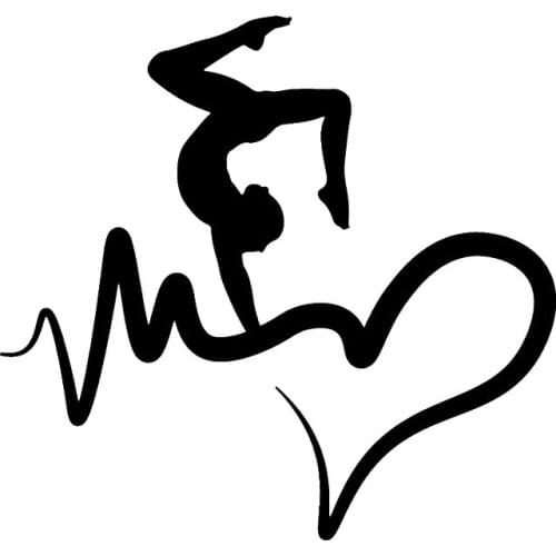 14.3*13.4CM Gymnast Girl Heartbeat Car Stickers Vinyl stickers Interesting Motorcycle SUVs Bumper Window jdm sports car stylings