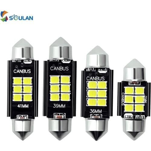 2pcs Festoon Car LED Light 31/36/39/41mm C5W C10W Dome Bulbs Canbus Error Free Auto Luggage Compartment Lamps 12V 5w White Diode