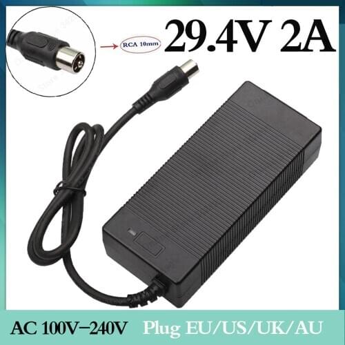 29.4V 2 Acharger for 24V 25.2V 25.9V 29.4V 7S lithium rechargeable battery 29.4V charger e-bike charger RCA-Steckverbinder + hig