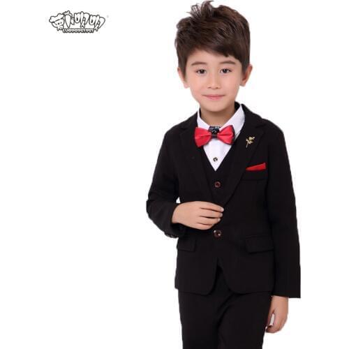 Boys Formal Suit For Weddings Dress Kids Gentleman Party Blazer Vest Pants 3pcs Tuxedo Clothing Set Child Performance Costume