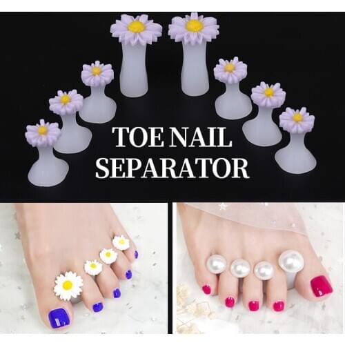 8pcs Nail art Tips Toe Separator Daisy Flower Heart Pearl Silicone Foot Toes Separators Silica Gel Finger Toe Spreader