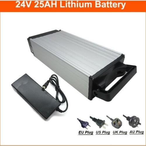 500W 7S 24V 25AH Rear rack Lithium ion Battery Pack 350W 24 V Electric Bike Bicycle Bateria with 30A BMS 29.4V 3A charger