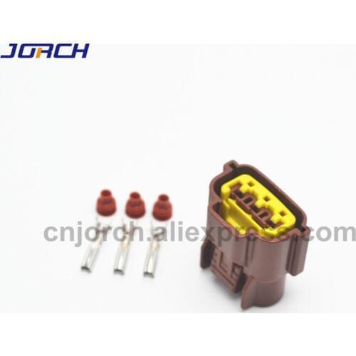 Free shipping 5sets Sumitomo 3Pin Sensor Wire Connector plug Fits Renault Nissan brown color connectors 6098-0142