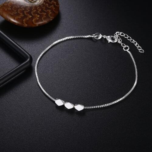 Silver 925 Rhomb Chain Bracelet For Women Simple Geometry Friendship Bracelets Wedding Simple Jewelry