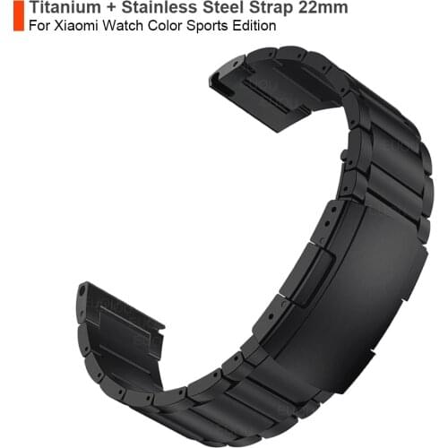 Black/Silver Titanium + Steel Clasp Strap For Mi Xiaomi Watch Color sports edition Band Watchband Bracelet Wristband Accessories