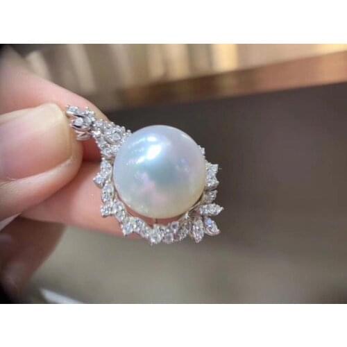 D303 Fine Jewelry 12-13mm Natural Fresh Water White Pearl Pendant Necklaces for Women FIne Pearls Pendants