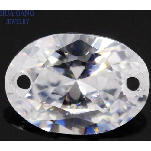 Two Holes AAAAA Oval Shape Brilliant White Cubic Zirconia Stone For Jewelry Making 4x6~15x20mm High Quality Loose CZ Beads