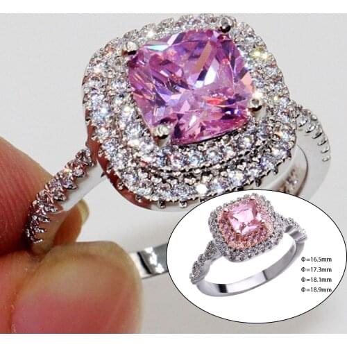 Crystal Rings Delicate for Women Girls Families Valentines Day Gifts Pink