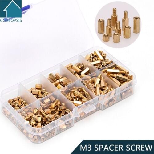 M3 Male Female Spacing Pillar Screws Hex Brass Standoff Spacer Screw Nut Assortment Kit PCB Computer PC Motherboard 300pcs/set