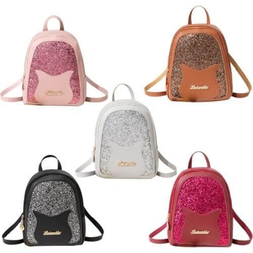 Girls Small Backpack Fashion Sequin Shoulder Bag Women Multi-Function Anti-theft Rucksack Mini Dayack