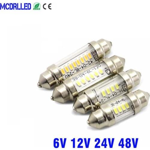 Mcdrlled 6v 12v 24v C5w Led C10w Bulb Festoon Car Interior Dome Lamp License Plate Reading Light 31mm 36mm 39mm 41mm
