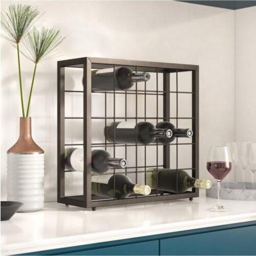 METAL 25 Bottles Rustic Wine Bottle Rack Desktop Home Office Black Storage