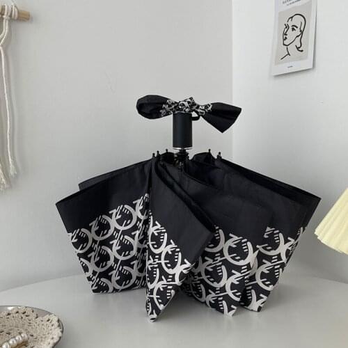 Fashion Printing Ladies Sun Umbrella Portable Automatic Windproof Umbrella Retro Parasol