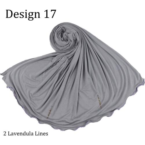 Netherlands Classic jersey scarf cotton hijab high quality Muslim head scarf plain jersey hijab with Lavendula line D17