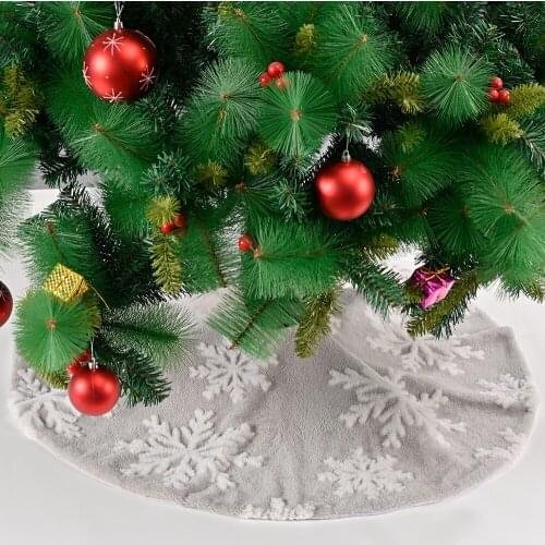 New Gray Jacquard Snowflake Tree Skirt Christmas Party New Year Decoration Plush Snowflake Tree Skirt Tricolor Home Decor