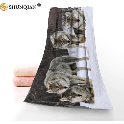 New Custom wolf Towel Printed Cotton Face/Bath Towels Microfiber Fabric For Kids Men Women Shower Towels