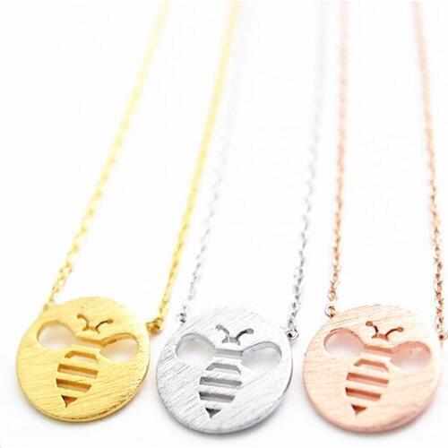 Hot hot bees pendant necklaces Lovely circle hollow out the bees pendant necklaces