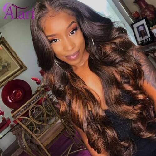 Atari Highlight Brown Lace Wig Transparent Lace Frontal Wig Brazilian Body Wave Wig Virgin Hair Wavy Wigs For Women Pre Plucked