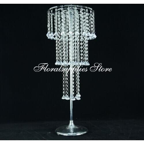 31.5 Inches Tall Wedding Flower Chandeliers Flower Stand with Acrylic Bead Pendants for Wedding Table Centerpiece Wedding Ais