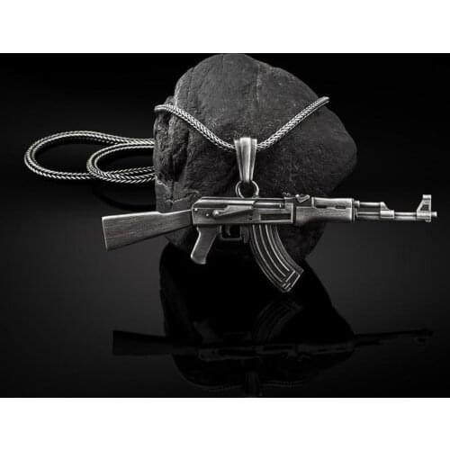 Retro AK47 Rifle Pendant Necklace Trend Hip Hop Customized Mens Sweater Chain Surrounding New Explosive Ins Style