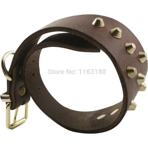 12pcs/lot Cow Leather Greyhound Dog Collar Spiked Studded Pet Dog Collar Heavy Duty Neck Collar