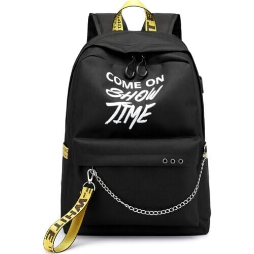 USB Interface School Bag Man Women Backpack Luminous Letters Print Shoulder Bag Teenager Girls Boys School Backpack Mochila