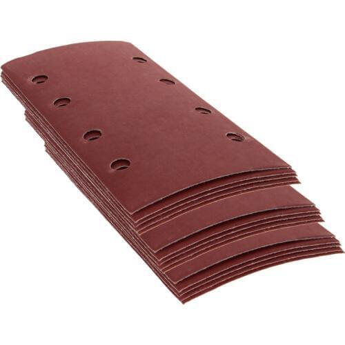 Utoolmart 5/10/15pcs 100-800 Grit 95 x185mm 8 Holes Rectangular Flocking Sandpaper Base Sanding Disc Hook and Look Abrasive Tool
