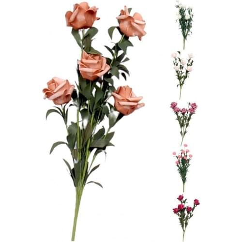 1 Bouquet Simulation Rose Vintage No Withering TPE European-style Decoration Simulation Flower for Party Wedding Pose Decor