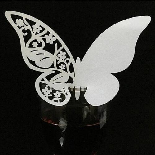 10 Color 50pcs Laser Cut Hollow Butterfly Place Cards Wedding Escort Wine Glass Cup Table Name Cards Wedding Party Supplies