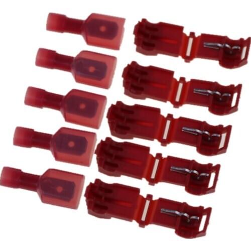 10PCS 5set T type RED soft fast electric wire connecting terminal without breaking line connector non destructive connector
