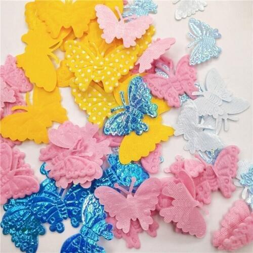 100pcs/lot Mix style butterfly Padded Appliques for DIY Accessories Craft Handmade Decoration