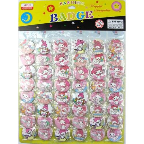 48 Pcs/Set Melody Kids Cartoon anime Brooches Pin Badge 45MM 4.5CM Wholesale