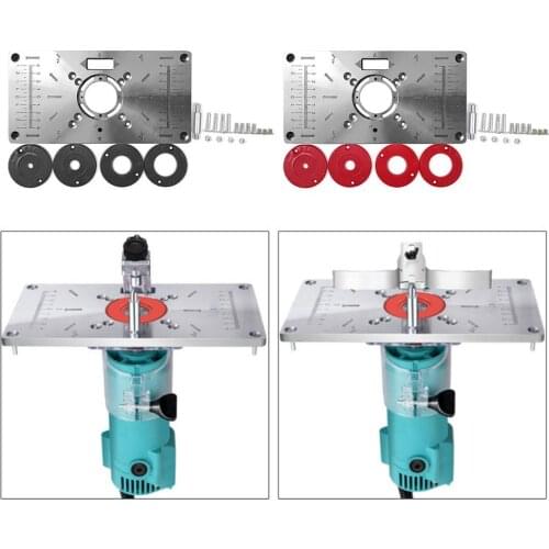 Aluminium Router Table Insert Plate Table For Woodworking Benches Router Plate Wood Tools Milling Trimming Machine With Rings