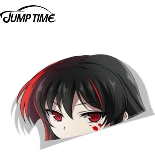 Jump Time 13cm x 9.5cm Car Stickers For Akame Ga Kill BIG HEAD Anime Graphics Waterproof JDM Bumper Personality Decals