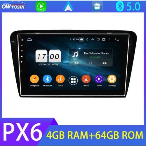 10.1'' Android 10.0 PX6 4+64G Bluetooth 5.0 Tethering Car Multimedia Player For Skoda Octavia 2014-2019 GPS 4G LTE Carplay Radio