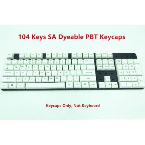 104 Keys SA Dyeable PBT White Keycap Laser Carving Style ANSI for Cherry MX Mechanical Keyboard