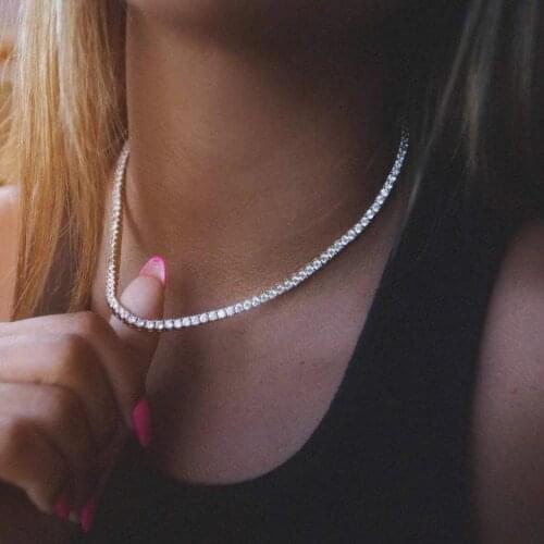 New Fashion 3mm Crystal Rhinestone Choker Necklaces Women men Wedding Iced Out bling cz Tennis Chain Chokers Jewelry Drop ship