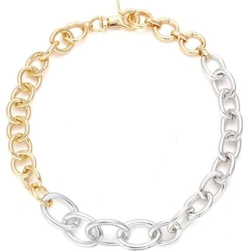 ZA Link Chain Necklace For Women 2021 Gold Silver Clavicle Necklaces Punk Chunky Snake Necklace Hip-hop Jewelry