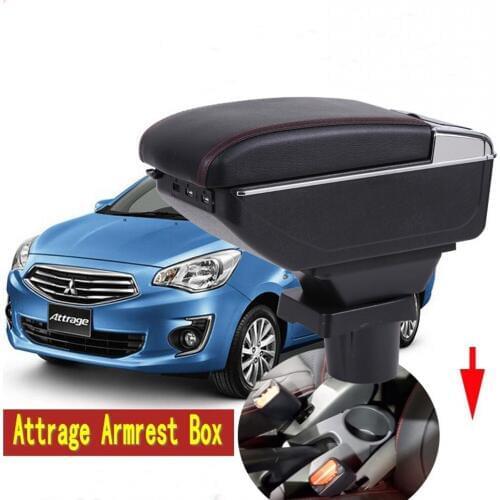 For Mitsubishi Attrage armrest box central Store content box with cup holder ashtray USB Attrage armrests box
