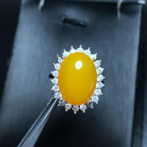 Natural green chalcedony ring, activity price, 925 silver, simple style