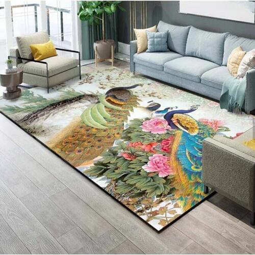 Flamingo Leaf Print Living Room Carpet Chair Yoga Mat Jacquard Sofa Floor Mats Doormat Rugs and Carpets Shaggy Area Rug for Home