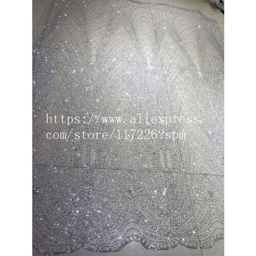 Pretty Embroidery African Nigerian Guipure Lace Fabric with silver glitter JRB-00230 Nigerian Guipure Lace Fabric