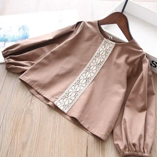 Girls lace cotton t shirts kids top wholesale baby girl flower top children clothes