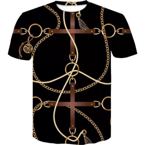 Hot selling 3d printing T -Shirt brand men clothing tshirt high quality Fashion t shirt Royal Chain Crown Tee Tops Personality