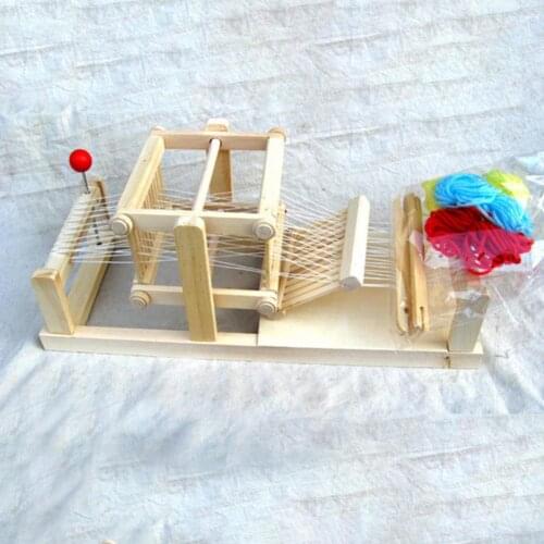 Micro Loom High Simulation Improve Hands-on Ability Wood DIY Children Sewing Machine for Educational Kid Pretend Play Toy