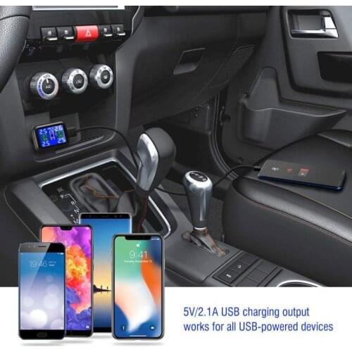Multifunction Car Tire Pressure Monitor USB Charger Digital Display Tire Pressure Sensor Security Alarm Car Tire Pressure Monito